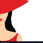 girl in red dress and hat vector illustration